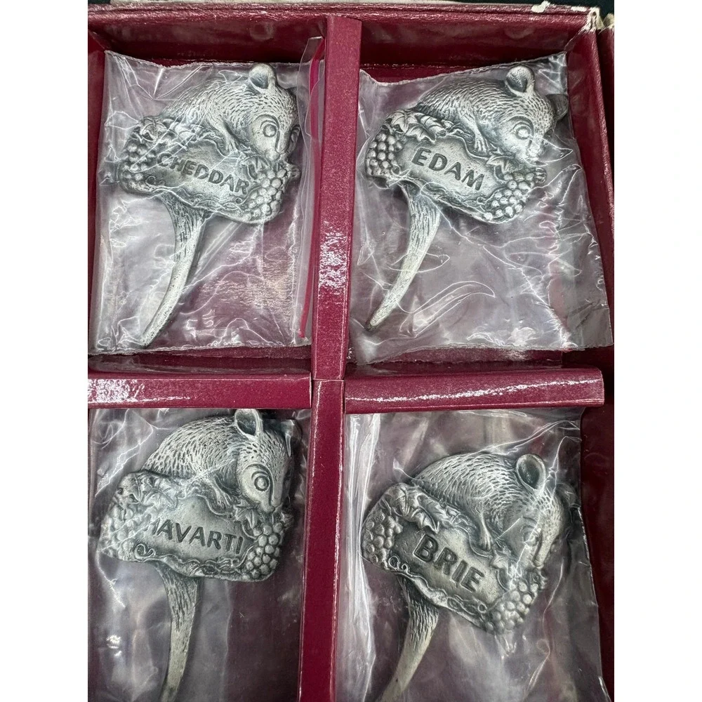 Arthur Court Mouse Cheese Markers Set of 8 Aluminum Vintage 4-244 Grapes Mice